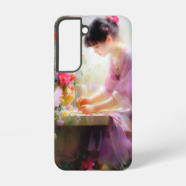 Mädchen im Blumengarten Samsung Galaxy Hülle