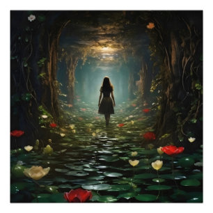 Mädchen im Fantasy-Tunnel Fotodruck