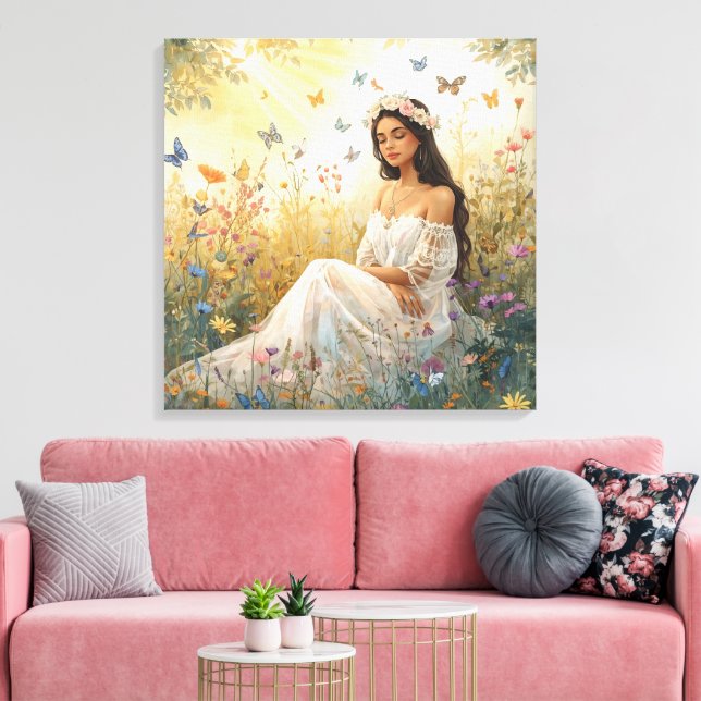 Mädchen im Garten Leinwanddruck (Insitu (Wohnzimmer))