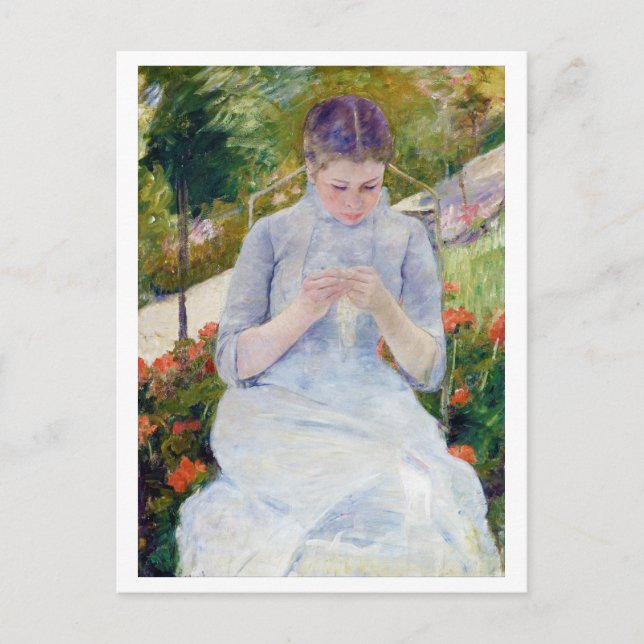 Mädchen im Garten, Mary Cassatt Postkarte (Vorderseite)