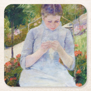 Mädchen im Garten, Mary Cassatt Rechteckiger Pappuntersetzer