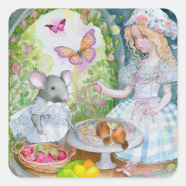 Mädchen im Garten mit Freunden Sticker