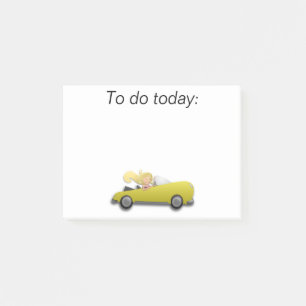 Mädchen im gelben Auto Post It Notiz