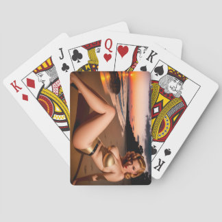 Mädchen im goldenen Bikini Spielkarten