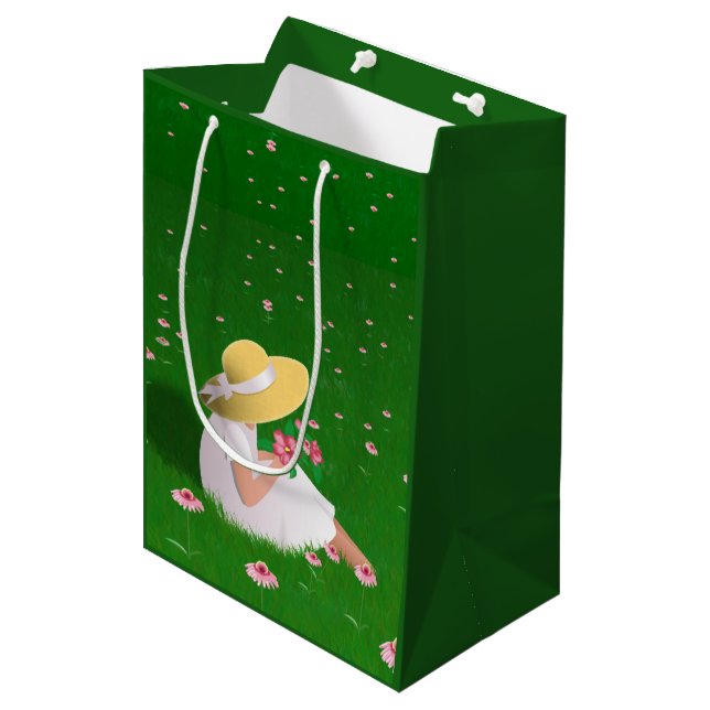 Mädchen im Gras Mittlere Geschenktüte (Vorderseite Schrägansicht)