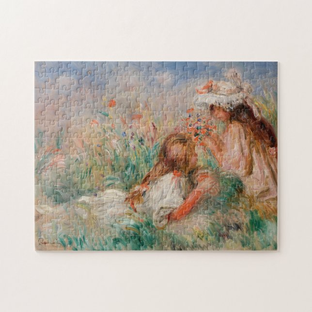 Mädchen im Gras | Pierre-Auguste Renoir Puzzle (Horizontal)