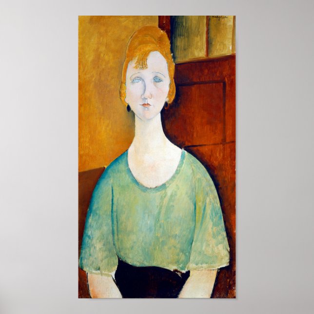 Mädchen im Grünen, Modigliani Poster (Vorne)