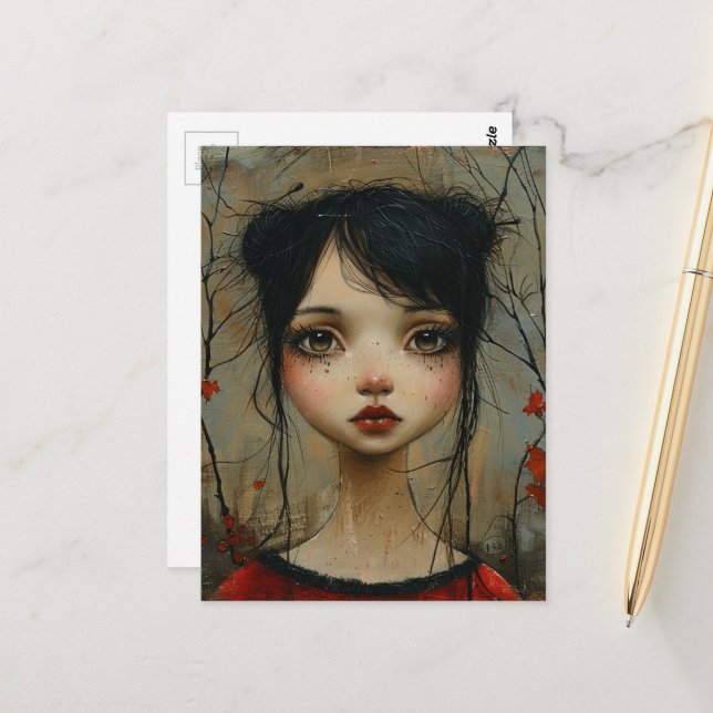 Mädchen im Herbst Postkarte (Vorderseite/Rückseite Beispiel)