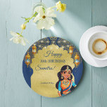 Mädchen im indischen Stil Geburtstagsfeier gedruck Pappteller<br><div class="desc">Indische Bollywood-Mädchen Geburtstagsfeier gedruckte Vorlagenpapier-Teller,  niedliche indische Mädchen-Tanz-Pose für indische Geburtstagsparty,  Blau und Gold Thema personalisierte Tafelgeschirr Dekoration</div>