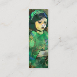 Mädchen im Lesezeichen "Grünes Kleid" Mini Visitenkarte
