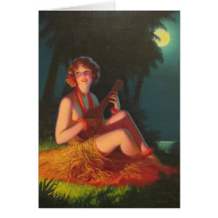 Mädchen im Mondschein mit BanjoUkulele