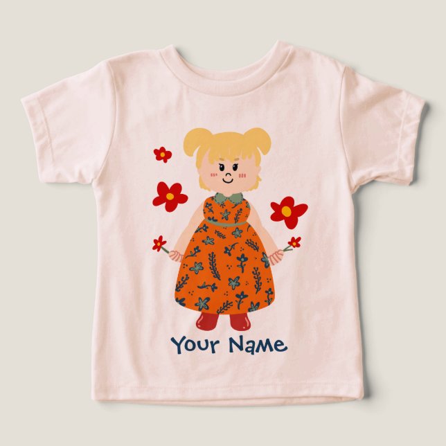 Mädchen im orangen Kleid (Zöpfe) Benutzerdefiniert (Design Vorderseite)