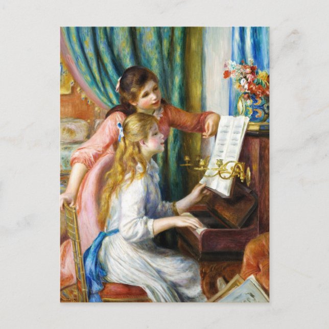 Mädchen im Piano Pierre Auguste Renoir Gemälde Postkarte (Vorderseite)