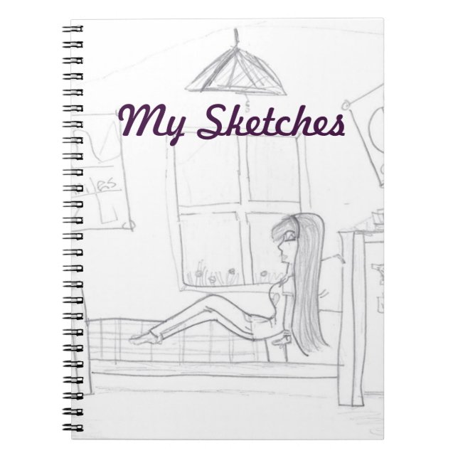Mädchen im Raum-Skizze-Buch Notizblock (Vorderseite)