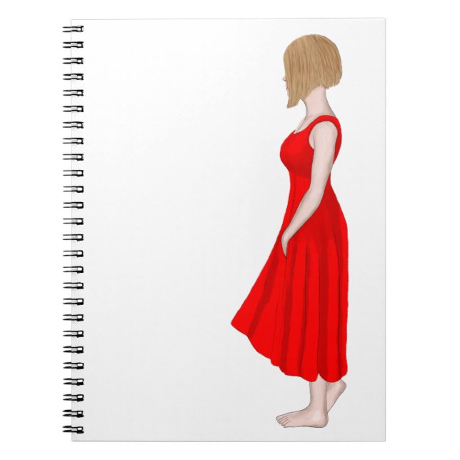 Mädchen im roten Kleid Ölmalerei Notizblock (Vorderseite)