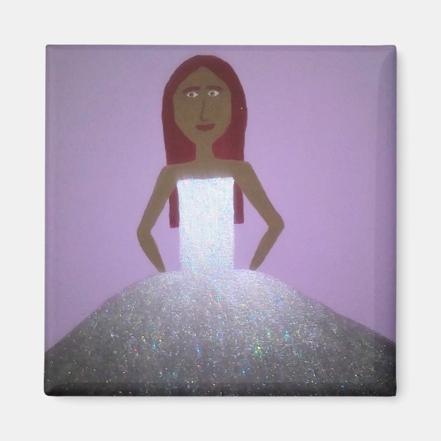 Mädchen im Silberkleid-Magnet Magnet (Vorne)