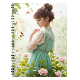 Mädchen im Sommergarten Notizblock