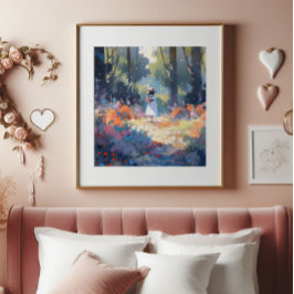 Mädchen im Wald als Impressionismus Fotodruck