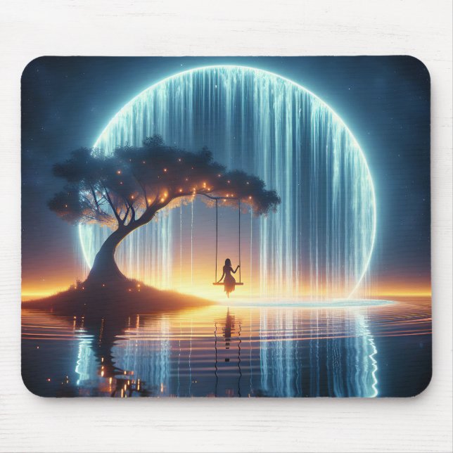 Mädchen im Wasserfall Mousepad (Vorne)
