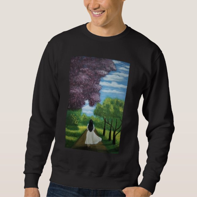 Mädchen im weißen Kleid Sweatshirt (Vorderseite)