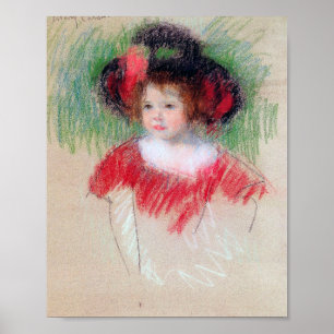 Mädchen in Big Bonnett und Red Dress, Mary Cassatt Poster