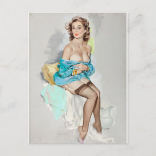 Mädchen in Blau, Braun & Bigelow Kalender Postkarte