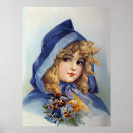 Mädchen in Blue Hood Poster