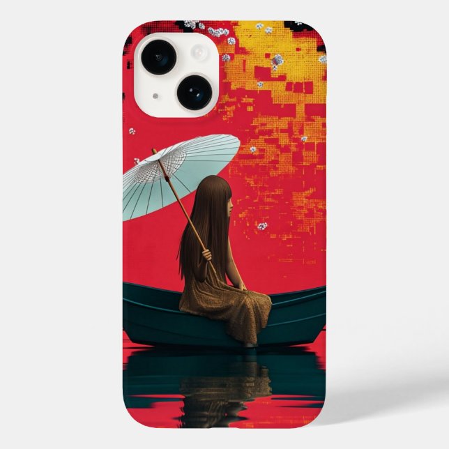 Mädchen in Boat Under Soft Light iPhone Case (Rückseite)