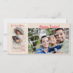 Mädchen in Bonnet Osterfoto-Karte Feiertagskarte