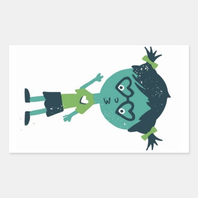 Mädchen in Brillenaufkleber Rechteckiger Aufkleber (Vorderseite)