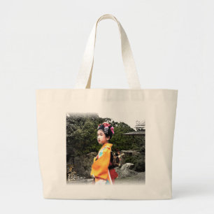 Mädchen in der Kimono-Tasche Jumbo Stoffbeutel