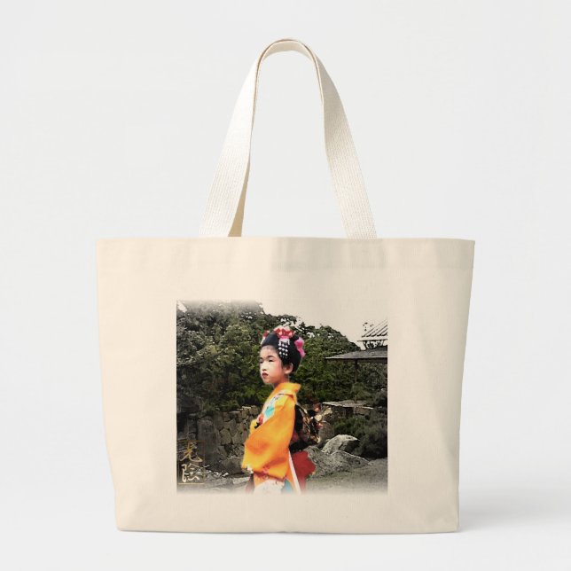 Mädchen in der Kimono-Tasche Jumbo Stoffbeutel (Vorne)