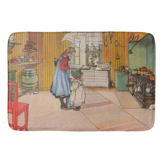 Mädchen in der Küche (klassische schwedische Kunst Badematte (Vorderseite)