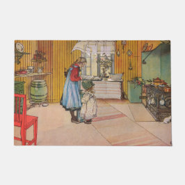 Mädchen in der Küche (klassische schwedische Kunst Fußmatte