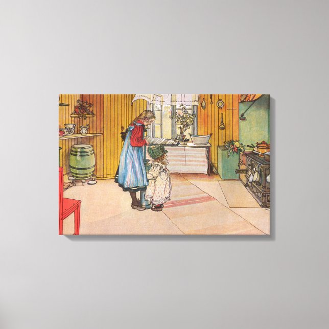 Mädchen in der Küche (klassische schwedische Kunst Leinwanddruck (Vorderseite)