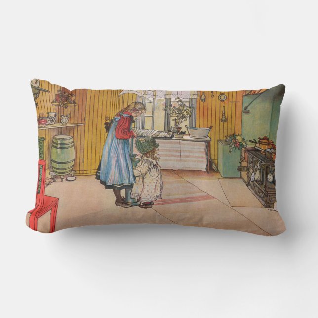 Mädchen in der Küche (klassische schwedische Kunst Lendenkissen (Vorderseite)