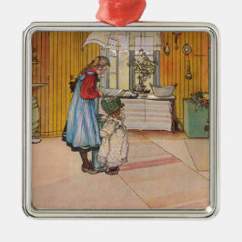 Mädchen in der Küche (klassische schwedische Kunst Ornament Aus Metall