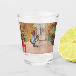 Mädchen in der Küche (klassische schwedische Kunst Schnapsglas