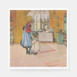 Mädchen in der Küche (klassische schwedische Kunst Serviette