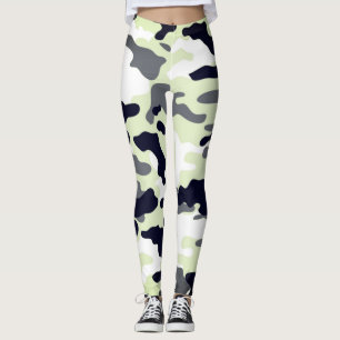 Mädchen in der Mode Green Black & White Army Leggings