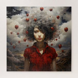 Mädchen in der roten Modernen Kunst Puzzle