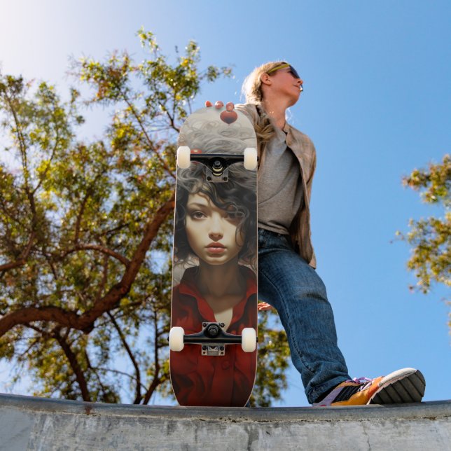Mädchen in der roten Modernen Kunst Skateboard (Außenbereich 1)