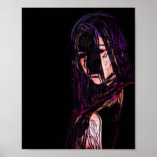 Mädchen in Dunkelheit-Poster Poster