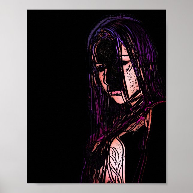 Mädchen in Dunkelheit-Poster Poster (Vorne)