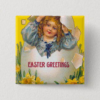 Mädchen in Ei-Ostern-Knopf Button