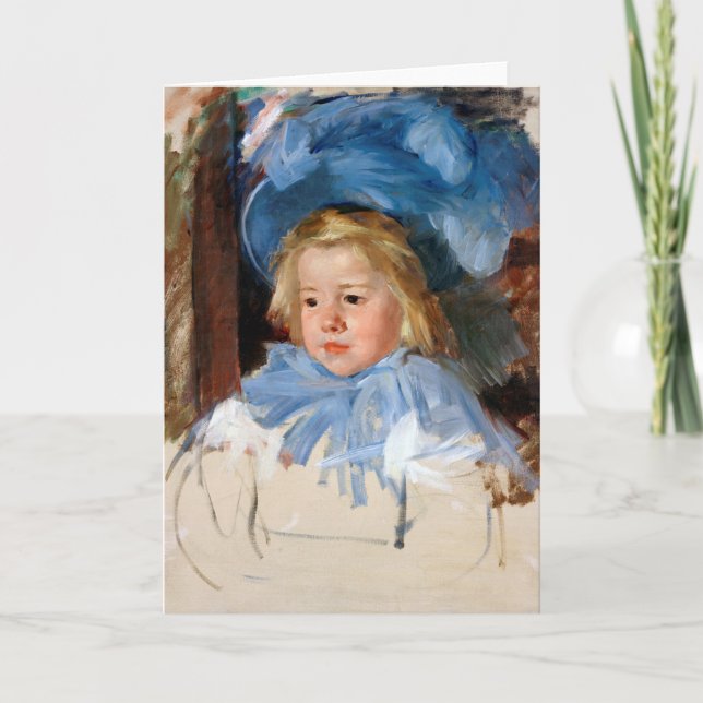 Mädchen in einem blauen Bonnet, Mary Cassatt Karte (Vorderseite)