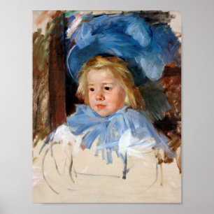Mädchen in einem blauen Bonnet, Mary Cassatt Poster