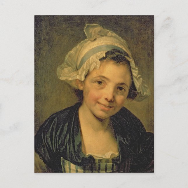 Mädchen in einem Bonnet, 1760er Postkarte (Vorderseite)