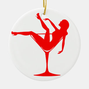 Mädchen in einem Cocktail-Glas Keramikornament