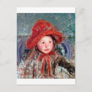Mädchen in einem großen Red Hat, Mary Cassatt Postkarte